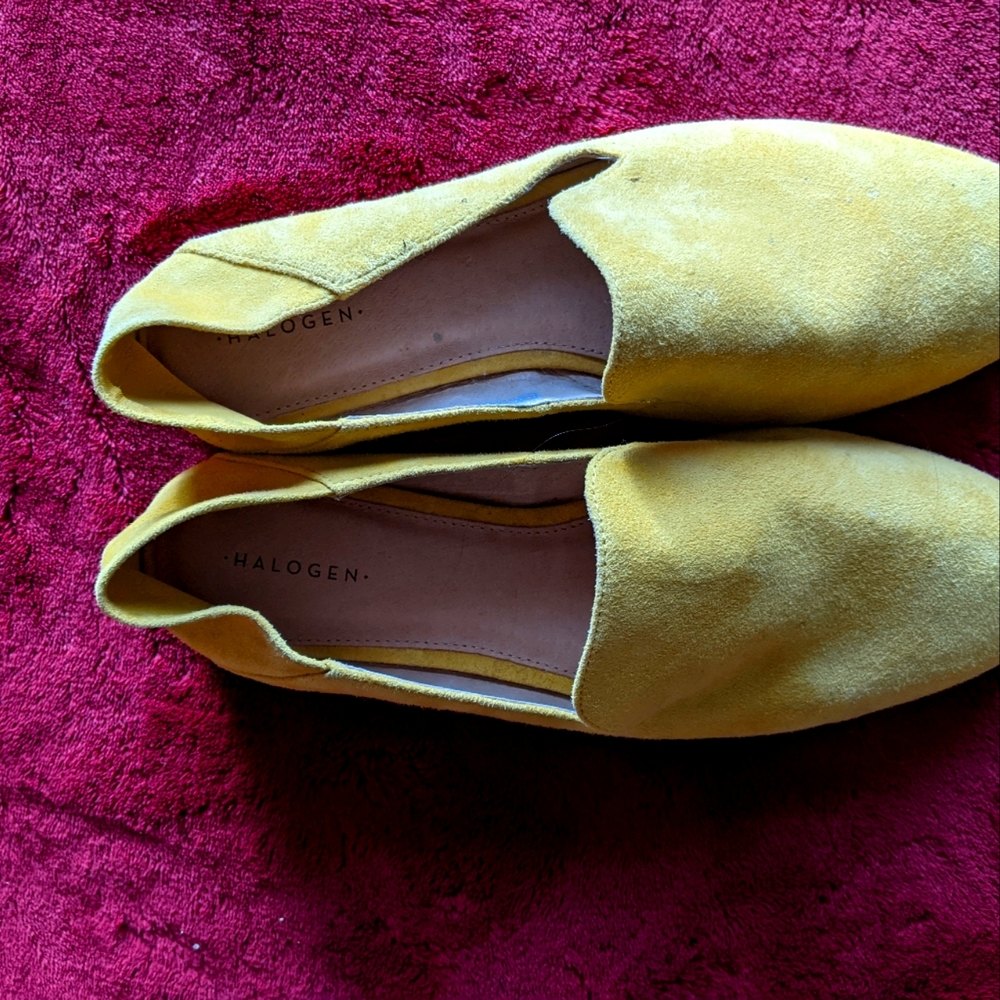 Yellow Faux Suede Flats